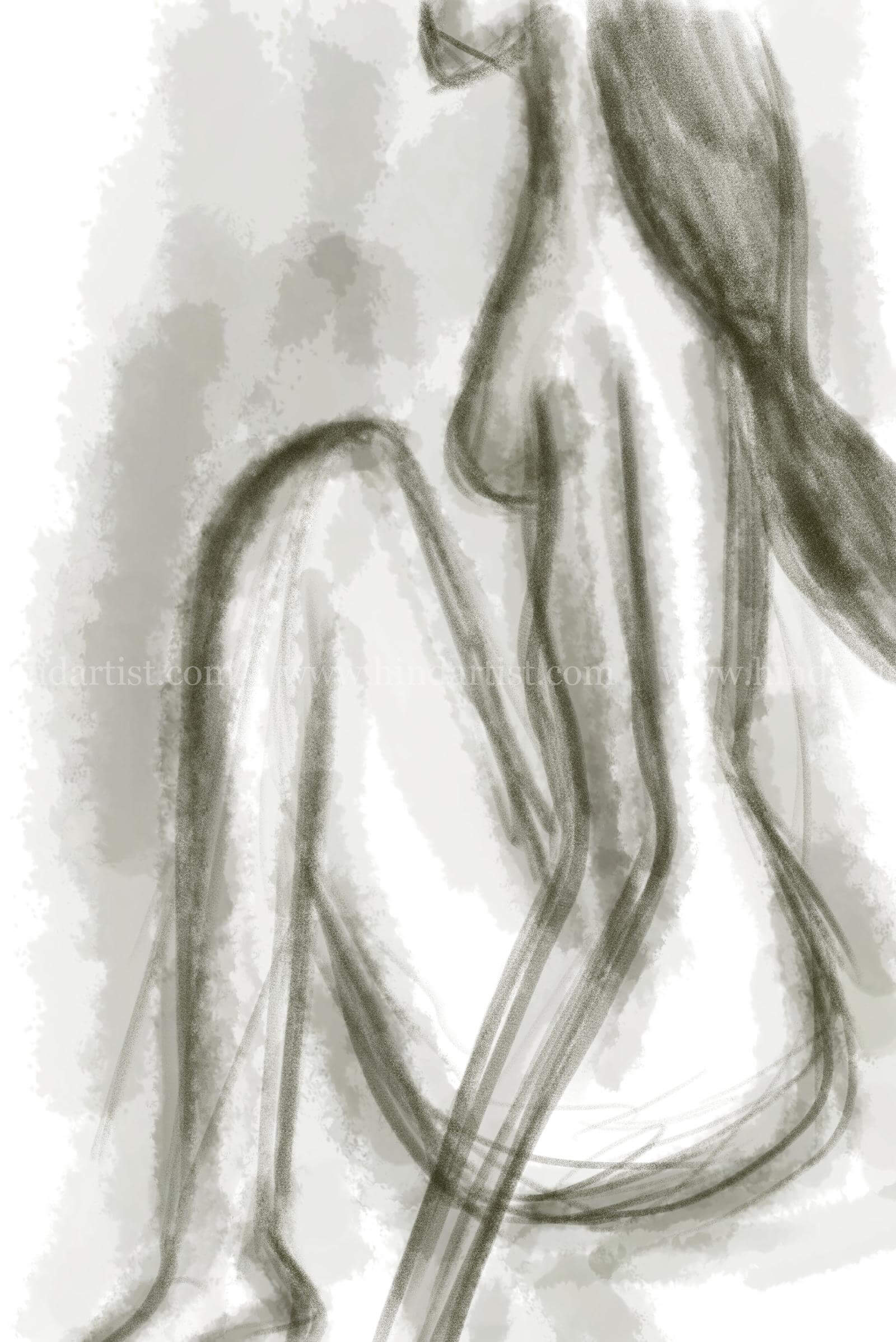 women Charcoal Painting