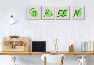 Home Decoration wall frame GREEN text/ Painting