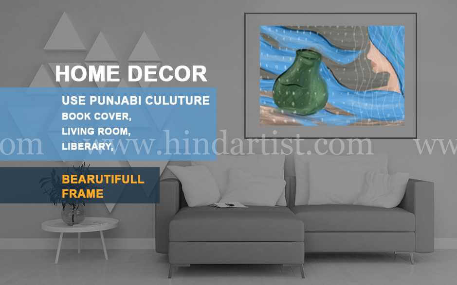 Sassi punnu punjabi culture painting (Kacha ghada) - Image 2