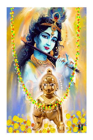 Krishan ji with Laddu gopal ji 12×18