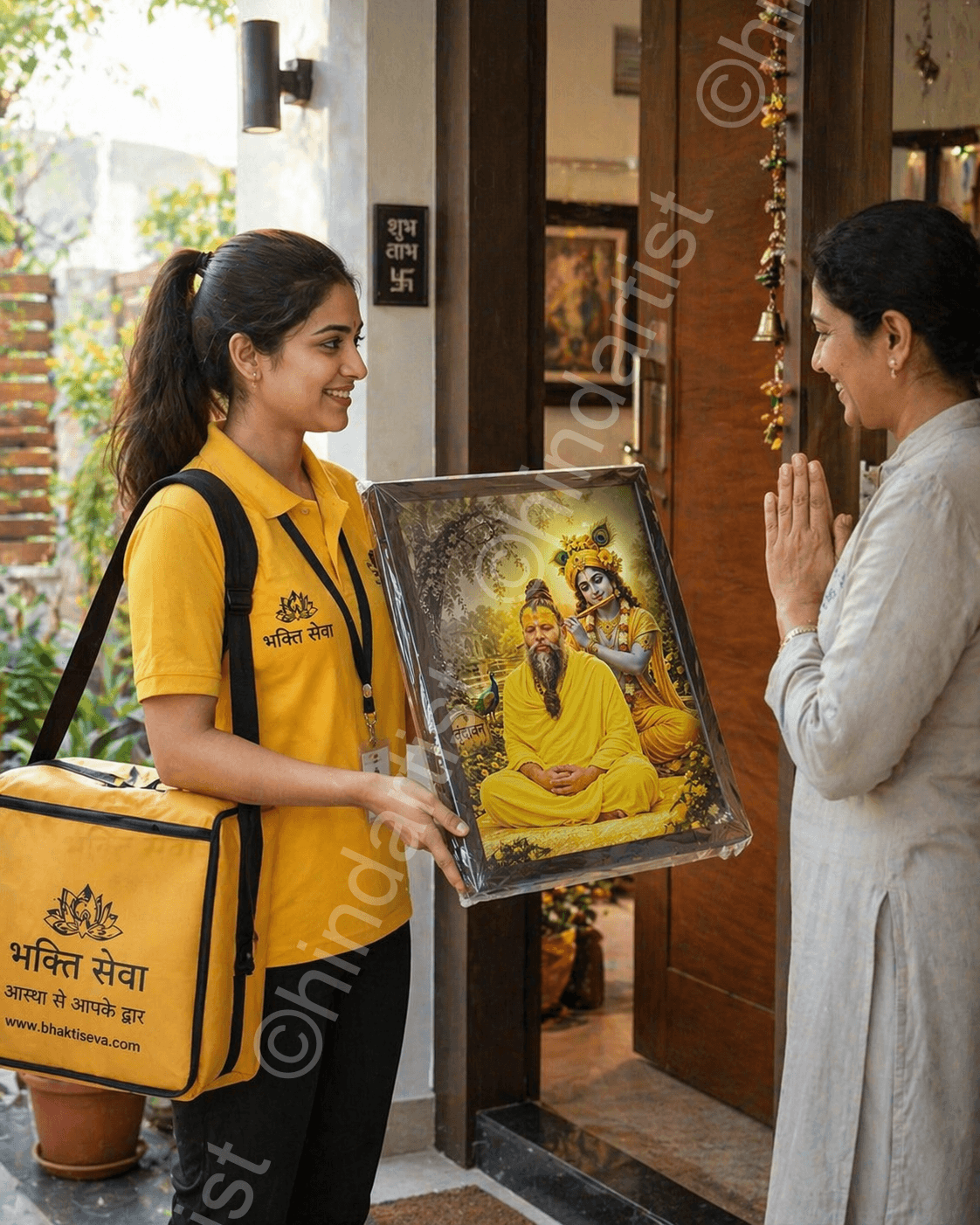 श्रीकृष्ण फ्रेम फोटो | स्पिरिचुअल वॉल आर्ट | premanand ji maharaj shri krishna - Image 2