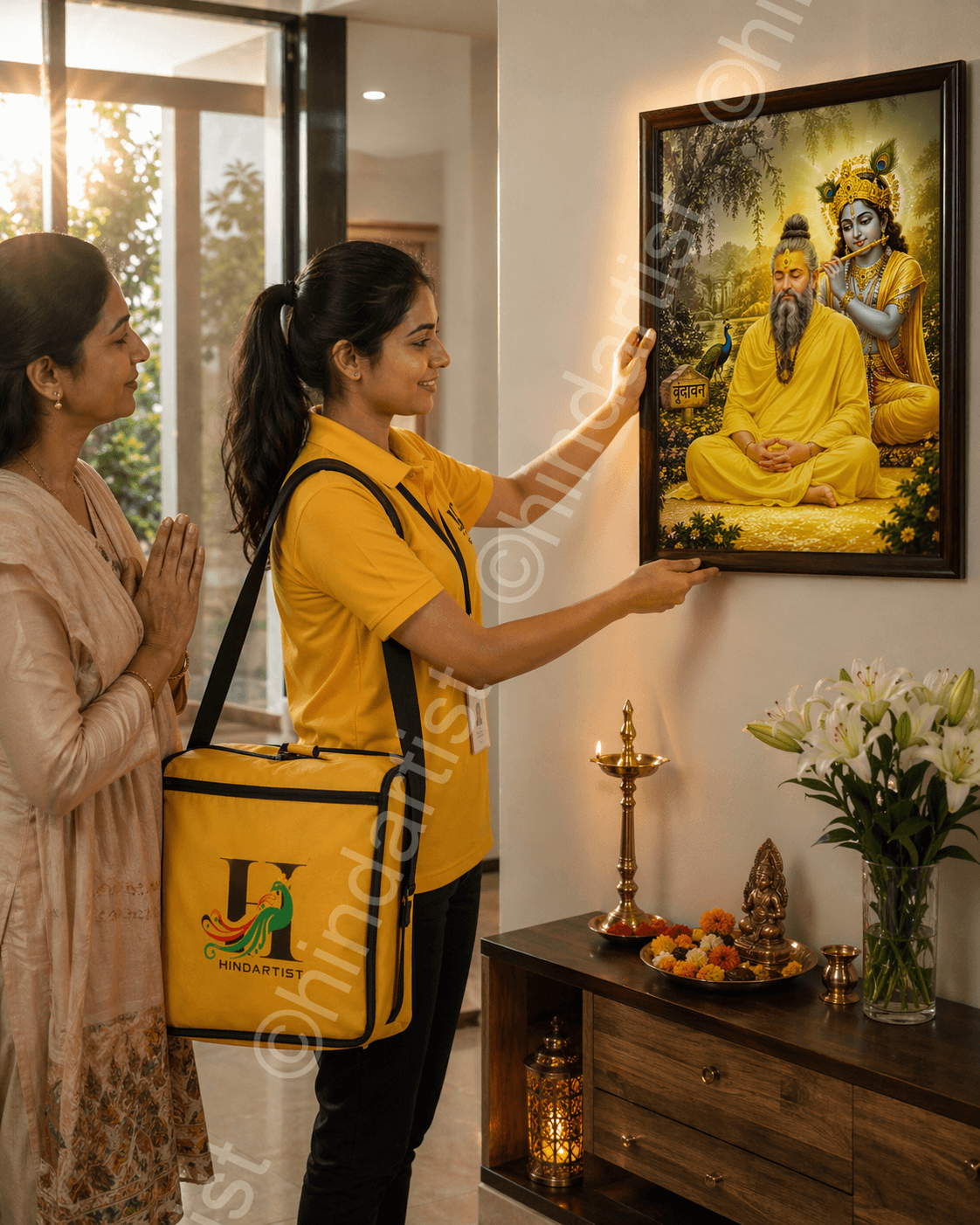 श्रीकृष्ण फ्रेम फोटो | स्पिरिचुअल वॉल आर्ट | premanand ji maharaj shri krishna - Image 3